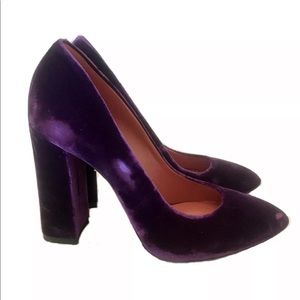 Santoni Rose Collection Aubergine Velvet Pointy Toe Pumps 36.5/ US 6.5